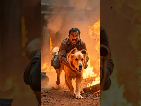 Golden Retriever Rescues Man from Major Fire #roblox #shorts