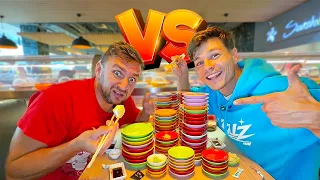 NEJVĚTŠÍ RUNNING SUSHI Challenge?! | Tary vs. Vova