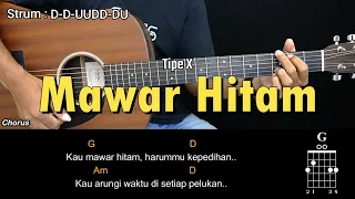 mawar hitam tipe x tutorial chord gitar mudah dan lirik