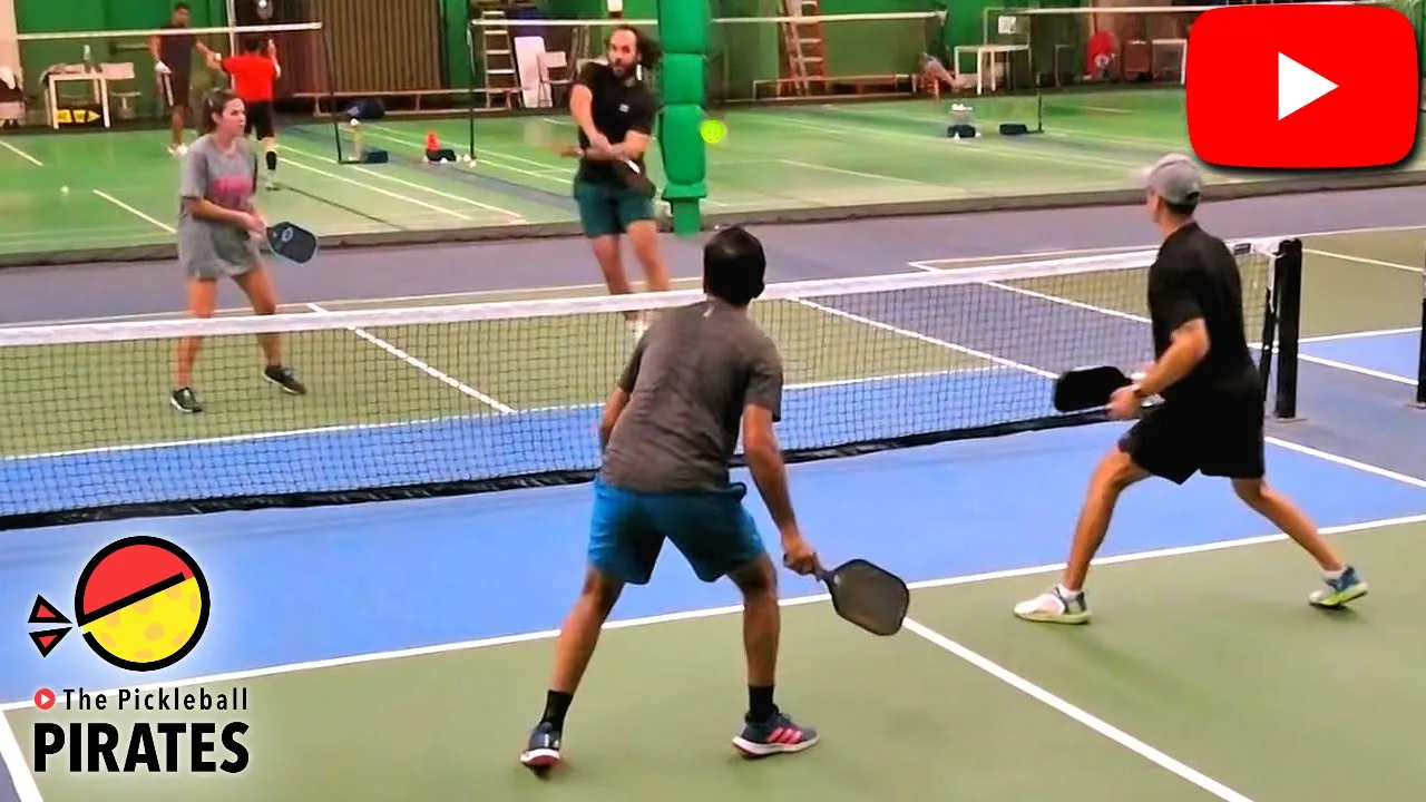 Pickleball Mixed vs Men's Doubles with Two Pros