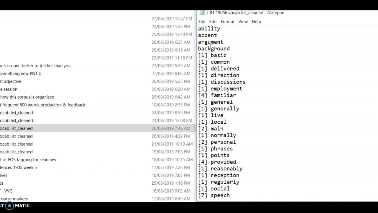 Creating a Learner Corpus - POS and vocabulary profile tagging 1