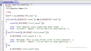 LearnPHP Tutorial Level 2 Chapter 11 PHP Sessions