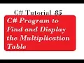C Program to Find and Display the Multiplication Table
