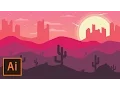 Illustrator Tutorial - Desert Landscape Flat Design Illustrator Flat Design Tutorial