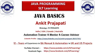 Java Basic Part 1 - Variable Data Type Class Object Method by SLT Learning