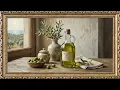 4K Vintage Oil Painting Table Decoration by the Window No Sound