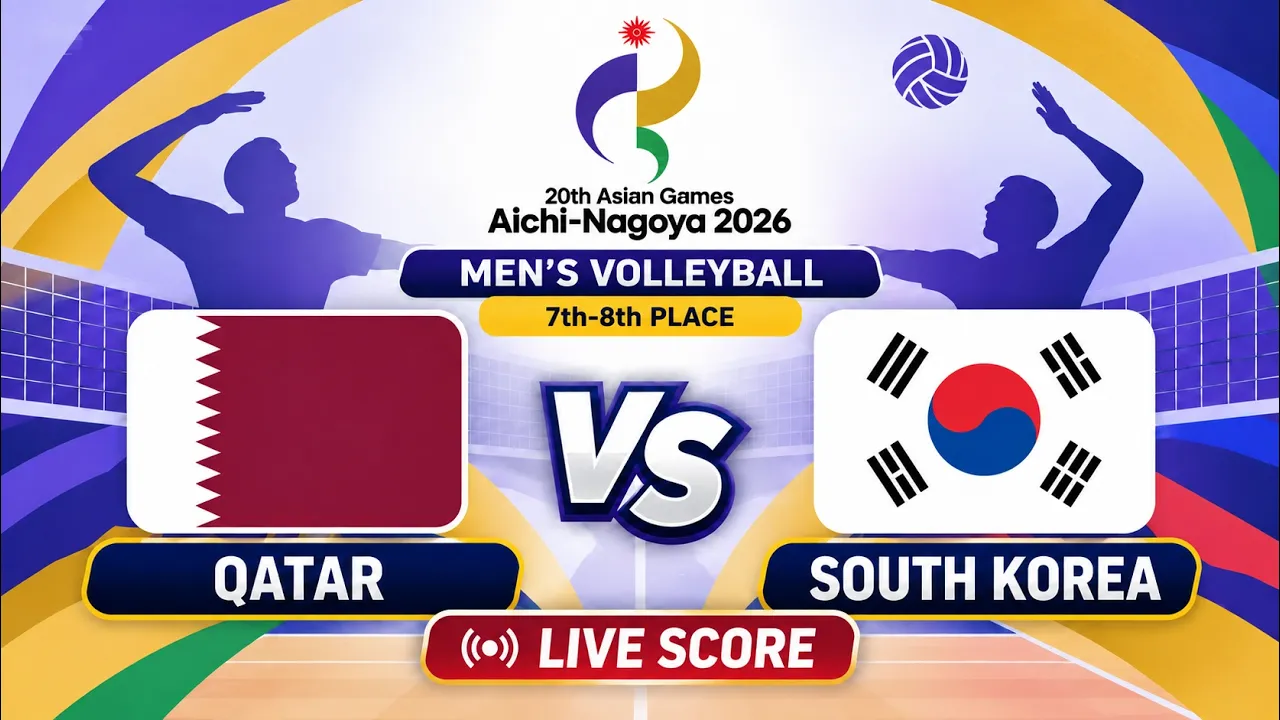 🔴 LIVE | QATAR vs SOUTH KOREA | (7-8th) AG 2026 Men's Volleyball | Livescore Volleyball