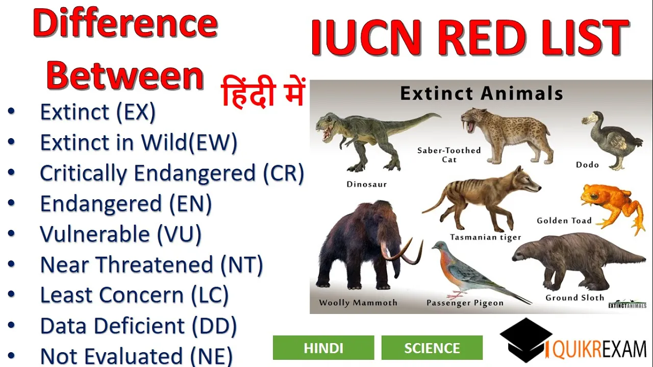 Difference Between Extinct Extinct in Wild Critically Endangered Endangered Vulnerable Near Threaten