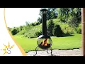 Sunnydaze Black Steel Wood-Burning Outdoor Chiminea Fire Pit with Rain Cap - KF-849
