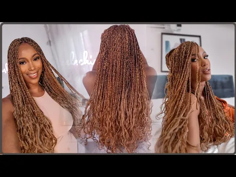 Download MP3 Perfect Braids For Dark Skin | Brown and Blonde Mix Knotless Braids With Loose Wave Spiral Curls.