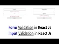 Form Validation in React JS Input Validation React JS React Form Validation onSubmit React
