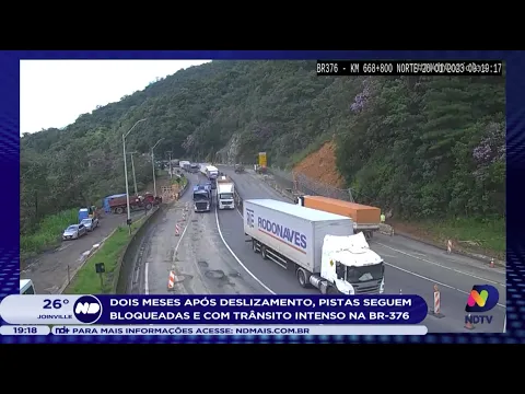 Dois meses após deslizamento, pistas seguem bloqueadas e com trânsito intenso na BR-376