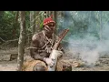 Lagu Bossengue Plays Harp and Sings the Sacred Music of Bwiti. Moughenda Village, Gabon