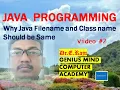 2 Why Java File Name and Class Name should be same Explained by Dr E Raju