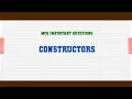 Constructors MCQ Questions