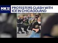 Woman thrown to ground during ICE protest in suburban Chicago