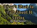 Lagu Sweetnotes 🎵 I Don't Want to Talk About  it 🎵karaoke with lyrics