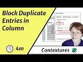 Prevent Duplicate Entries in Excel Column
