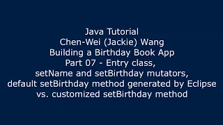 Java Tutorial Birt ay Book App 07