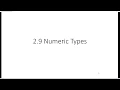 2 9 Numeric Types