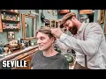 Haircut Ear Hair Singeing With The Brazilian Barber of Seville La Navaja Barbershop