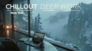 Productive Deep Work Music | Cozy Winter Laptop View - Ambient Focus & Study Beats