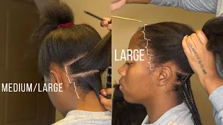 How many rows do large medium small knotless have Two methods on boho knotless braids HACK