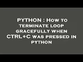 PYTHON How to terminate loop gracefully when CTRL C was pressed in python