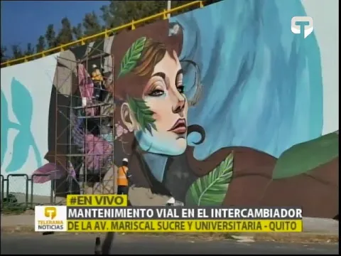 Mantenimineto vial en el intercambiador de la Av Mariscal Sucre y Universitaria - Quito