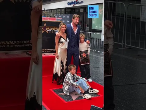Chris & Elsa with their kids at the Walk of Fame ⭐❤️ #chrishemsworth #elsapataky #walkoffame