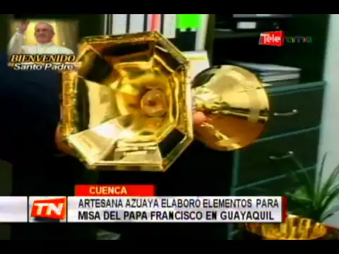 Artesana Azuaya elaboró elementos para misa del Papa Francisco en Guayaquil