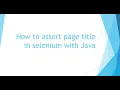 How to assert page title in selenium webdriver