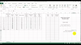 Single server queue problem - part 1 with Excel