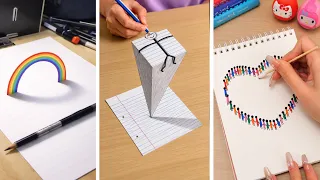10 Easy Art Tips & Hacks || Cool Art ideasll Painting tutorials