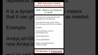 JAVA What is an ArrayList in Java SDET Automation Testing Interview Questions Answers