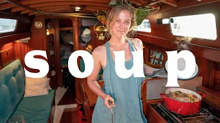 hang out and make WINTER SOUP (on a little boat)