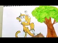 How to make Monkey drawing on chart paper School project