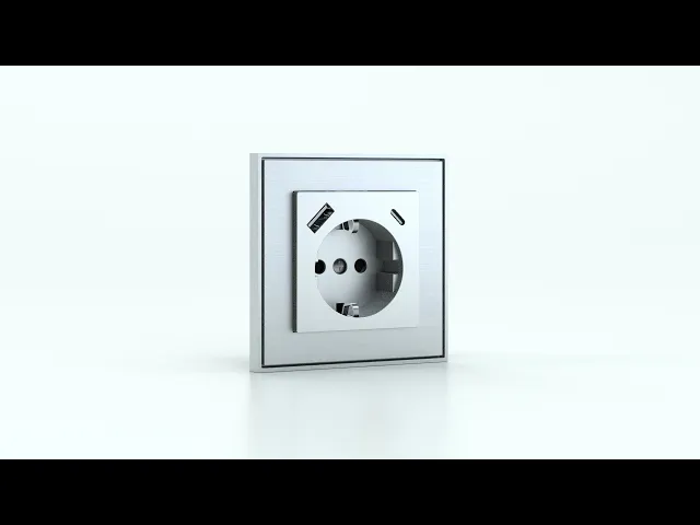 SCHUKO socket 2P+E 16A + USB type A+C, mechanism, 55x55 EKINEX, EK-PWS-DE-USB