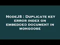 NodeJS Duplicate key error index on embedded document in mongoose