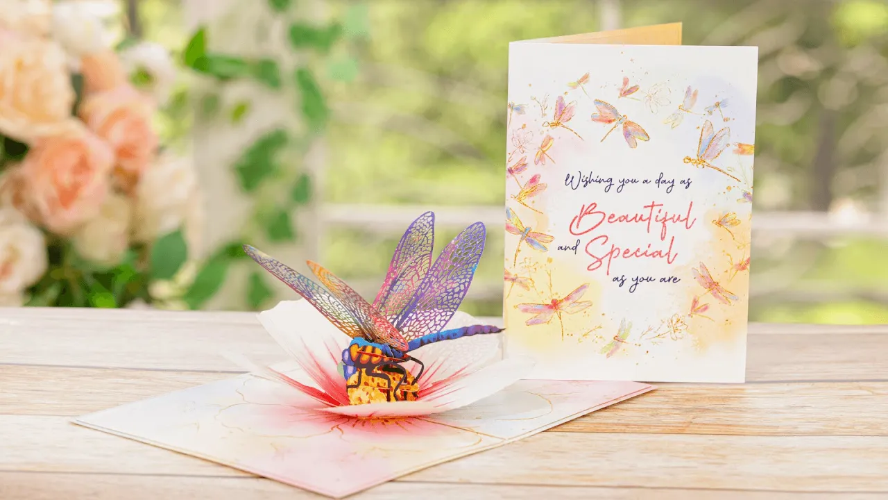 Dragonfly & Flower Pop up Card