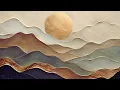 4K Abstract Mountain Landscape Golden Sun Layered Earth-Tone Art for Relaxation