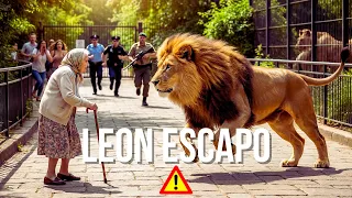 Un León Escapa del Zoológico. Todos Huyeron, Menos una Anciana. LO QUE PASÓ IMPACTA  🦁🏃‍♂️🏃‍♀️💥👵