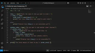 Restaurant Menu help of python