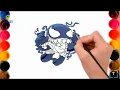 How to Draw VENOM CHIBI easy VENOM Coloring Pages for Kids Marvel characters