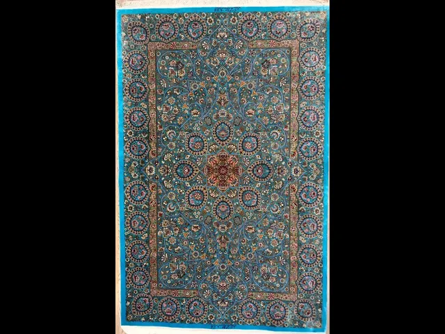 ミルメヒディ工房 チャドリ文様（ペイズリー連続）アクアブルー 107×164cm (ID9006)