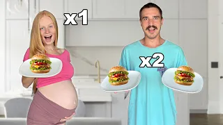 BF ATE 2X MY PREGNANT DIET FOR A DAY CHALLENGE!