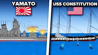 Yamato Vs USS Constitution Battleship Animation