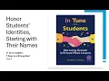 In Tune Insights Day 4 Honor Students Identities Starting with Their Names