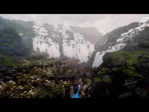 4 waterfalls and city made in Dreams PS4