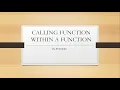 Calling a Function Within A Function Python Tutorial